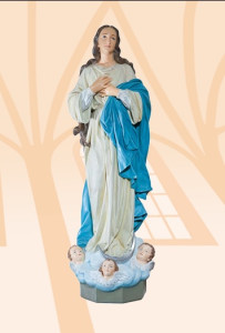 Figura Matki Bożej z aniołkami, wysokość 130 cm