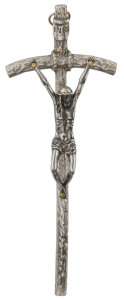Krzyż papieski, stare srebro, wysokość 14,5 cm
