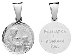 Srebrny medalik - Pierwsza Komunia Święta (próba 925)