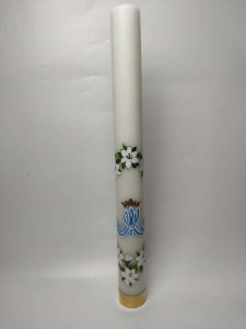 Rorata, 80cm/8cm biała , świeca Maryjna ręcznie malowana 