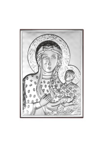 Obrazek srebrny z wizerunkiem Matki Bożej Częstochowskiej, prostokątny