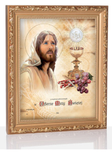 Obrazek komunijny w ramce z personalizacją Jezus Chrystus