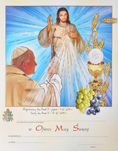 Obrazki komunijne Jezus Miłosierny i Święty Jan Paweł II