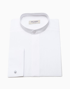 Koszula kapłańska na pektorał na spinki 100% bawełna kolor biały