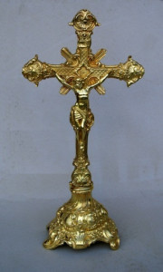 Krzyż ołtarzowy mosiężny wys. 48 cm
