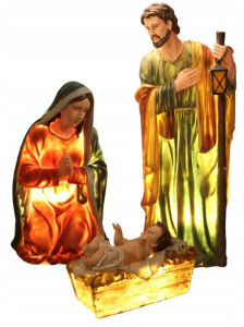 Figury do szopki bożonarodzeniowej Święta Rodzina, podświetlane, wysokość 96,5 cm