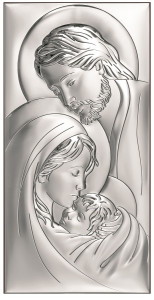 Obrazek srebrny z wizerunkiem Św. Rodziny, prostokątny -GRAWER GRATIS !