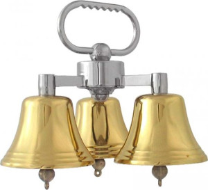 Dzwonki potrójne jednotonowe, mosiądz lakierowany, rączka chromowana