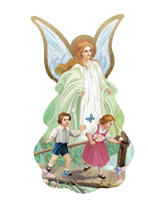 Ikona Anioł Stróż z dziećmi na kładce