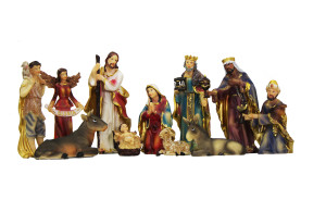 Figury do szopki bożonarodzeniowej z żywicy poliestrowej, wysokość 15 cm, 11 figur