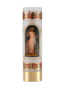 Świeca ołtarzowa na wkład olejowy, z aplikacją Jezu Ufam Tobie wys. 30/8cm 