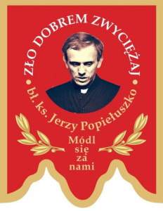 Chorągiew haftowana, bł. ks. Jerzy Popiełuszko