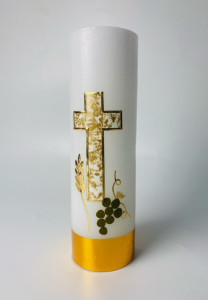 Świeca ołtarzowa na wkład olejowy, ręcznie zdobiona, wysokość  26 cm