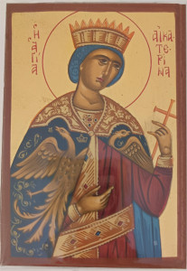 Ikona bizantyjska - św. Katarzyna, 9 x 12,5 cm