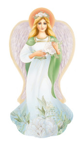 Anioł Stróż - drewniana pamiątka z dedykacją