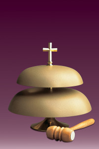 Gong kościelny, mszalny, mosiądz matowy (średnice: Ø25 cm + Ø32 cm)