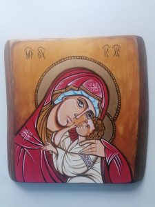 Ikona ręcznie pisana Madonna z dzieciątkiem 26 x 25,5 cm