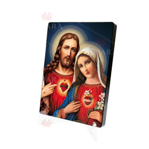 Serce Jezusa i Maryi - ikona naklejana