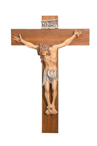 Krzyż z pasyjką, rzeźba drewniana, wysokość 75 cm