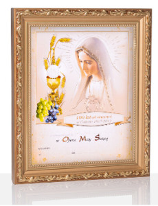 Obrazek komunijny w ramce z personalizacją Matka Boża Fatimska