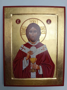 Ikona bizantyjska - Jezus z Hostią, 31 x 24 cm