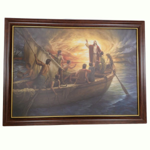 Obraz w ramie Jezus uciszający burze 78x58cm na płótnie