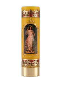 Świeca ołtarzowa na wkład olejowy, z aplikacją Jezu Ufam Tobie wys. 30/7cm 