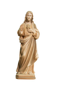 Serce Jezusa, rzeźba drewniana bejcowana, dwa rozmiary