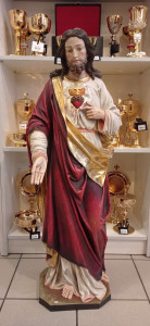 Figura Serce Jezusa, rzeźba drewniana, wysokość 105 cm 