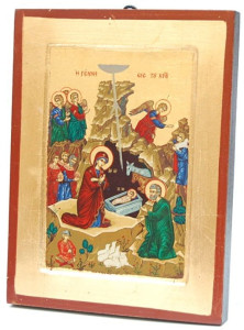 Ikona bizantyjska - Narodzenie Pańskie, 23,5 x 18 cm  