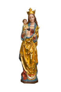 Madonna, drewniana rzeźba antyczna, wysokość 80 cm