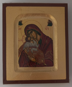 Ikona bizantyjska -  Matka Boża Królowa Życia, 12,5 x 10,5 cm  