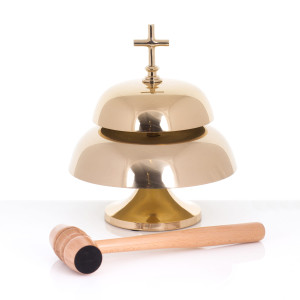 Gong - mosiądz - drewniany młotek - 29 cm