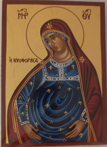 Ikona bizantyjska - Matka Boża Brzemienna, 9 x 12,5 cm