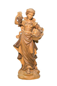 Dziewczyna z owocami, rzeźba drewniana, wysokość 60 cm