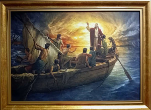 Obraz na płótnie w ramie Jezus ucisza burzę