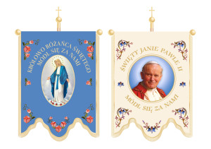 Chorągiew z Matką Bożą Różańcową i Janem Pawłem II