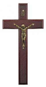 Krzyż drewniany, wiszący, ciemny, wysokość 16 cm  