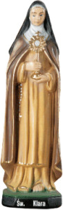 Figura św. Klary, materiał żywiczny, wysokość 29 cm