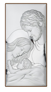Obrazek srebrny z wizerunkiem Św. Rodziny, prostokątny - GRAWER GRATIS !