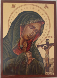 Ikona bizantyjska - Matka Boża Bolesna, 9 x 12,5 cm