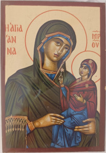 Ikona bizantyjska - św. Anna , 9 x 12,5 cm