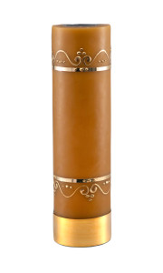 Świeca ołtarzowa na wkład olejowy, woskowa ze złotym zdobieniem, wys. 30/7cm 