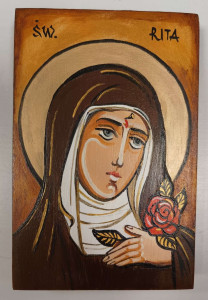 Ikona ręcznie pisana św. Rita, 10 x 15 cm