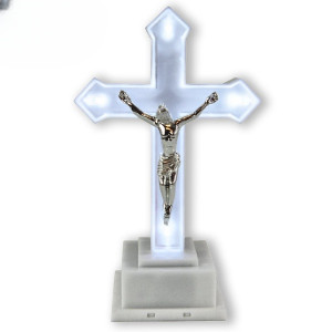Krzyż ledowy biały do kapliczek latarni i zniczy krzyż led