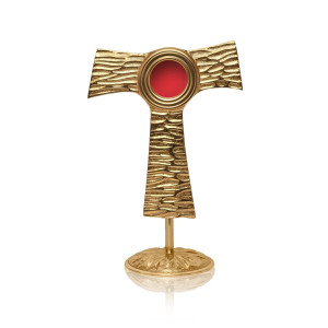 Relikwiarz - Krzyż - Tau - Mosiądz