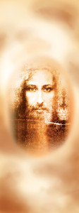 Baner Jezus Chrystus - oblicze z całunu 75x200 cm