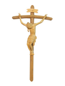 Krzyż z pasyjką, rzeźba drewniana, wysokość 75 cm