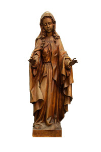 Madonna Niepokalana, drewniana rzeźba bejcowana, wysokość 80 cm