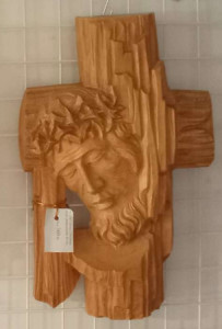 Płaskorzeźba na ścianę, Drewniana, Głowa Chrystusa 40cm